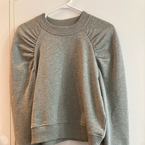 👚H&M Gathered Shoulder Grey Sweatshirt👚 - Picture 1 of 5